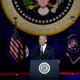 President Barack Obama speaks during his farewell address in Chicago on Jan. 10, 2017. Barack Obama closes the book on his presidency with a farewell speech in Chicago that will try to lift supporters shaken by Donald Trump's shock election.
JOSHUA LOTT/AFP/Getty Images